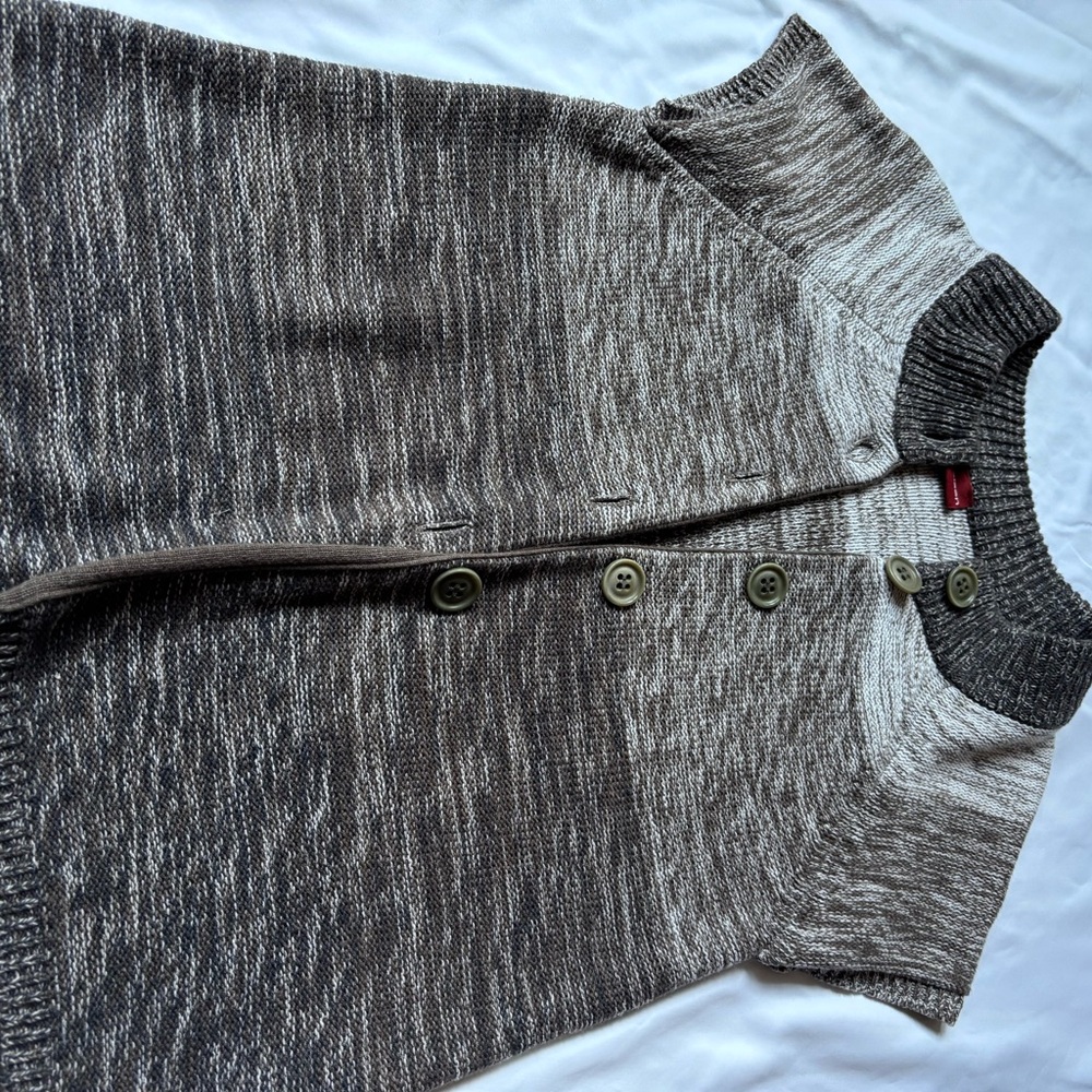 Men's Stylish Brown and Gray Cardigan Sweater